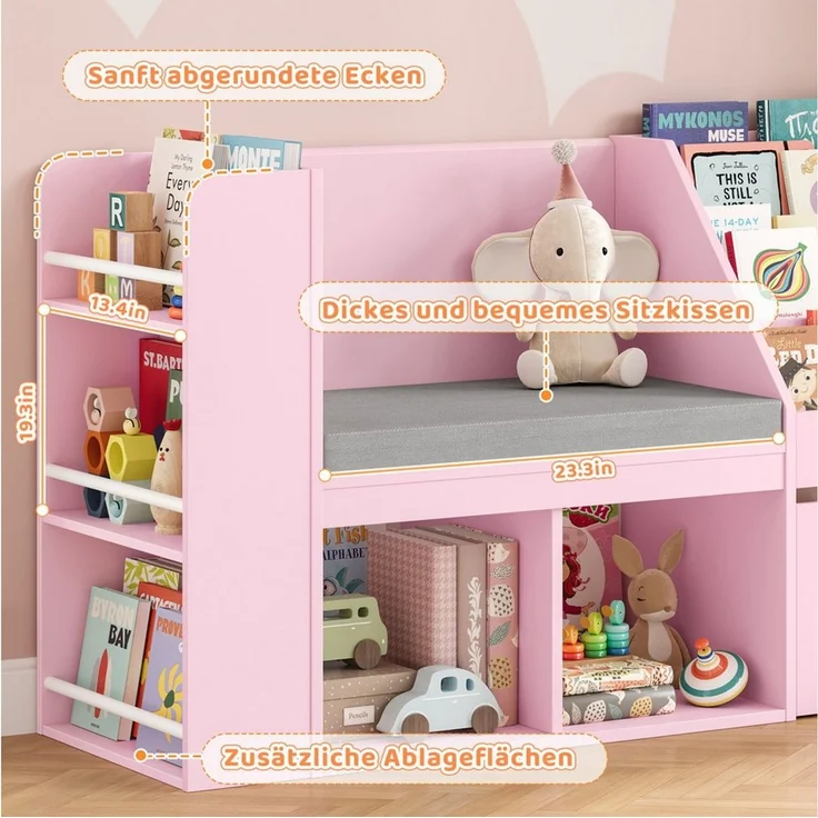 HOMECHO Spielzeugtruhe, Kinderregal, Bücherregal Kinder mit Boxen auf Rollen – Bild 3