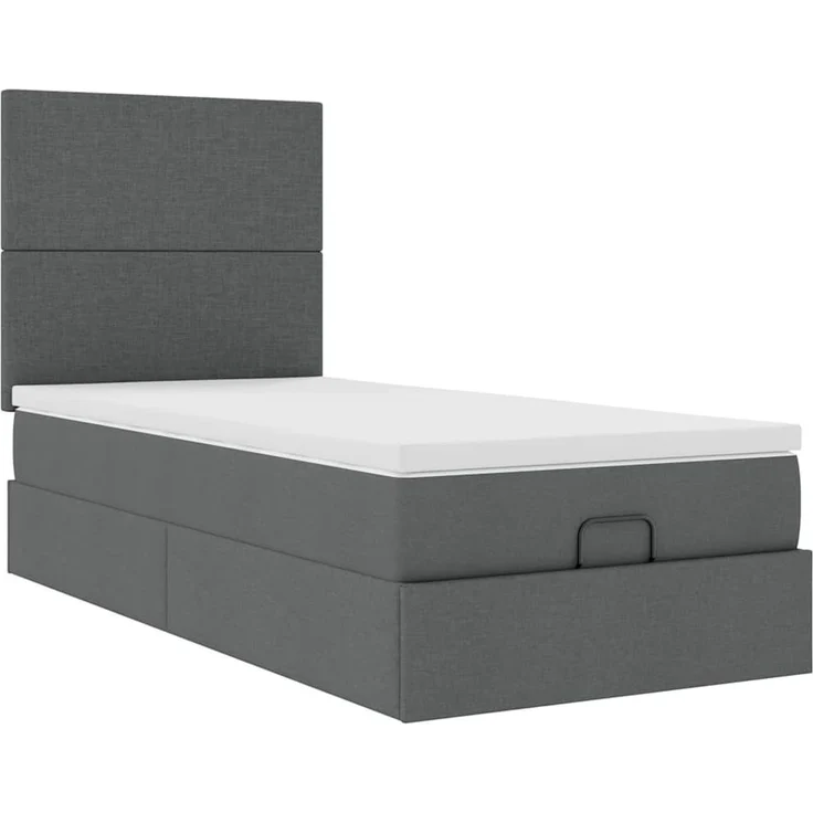 vidaXL Ottomane Bett mit Matratze & LEDs Dunkelgrau 80x200 cm Stoff 3313879 – Bild 5