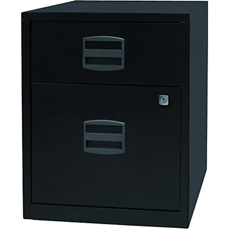 Bisley Home mobiler Beistellschrank PFA, 1 Universalschublade, 1 HR-Schublade, Metall, 633 Schwarz, 40 x 41.3 x 52.8 cm – Bild 4