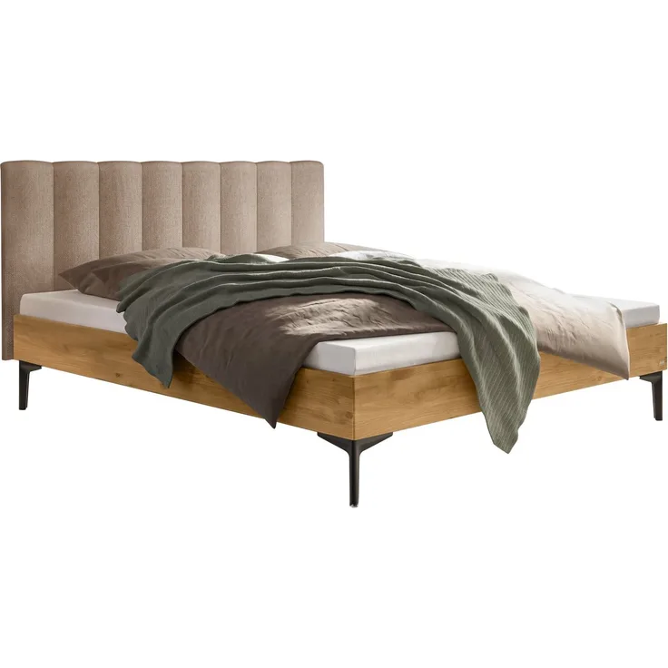 Hasena Bett Donata Bergamo Wildeiche gepolstert 140x200 cm, Komforthöhe 25 cm – Bergamo