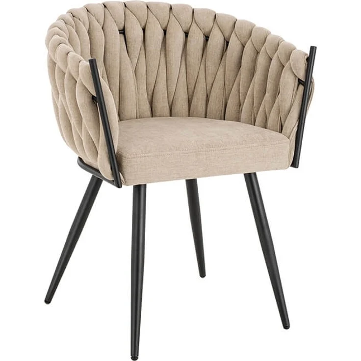 HOME DELUXE Esszimmerstuhl gewebt AYLA - 1er Set Beige – Bild 3
