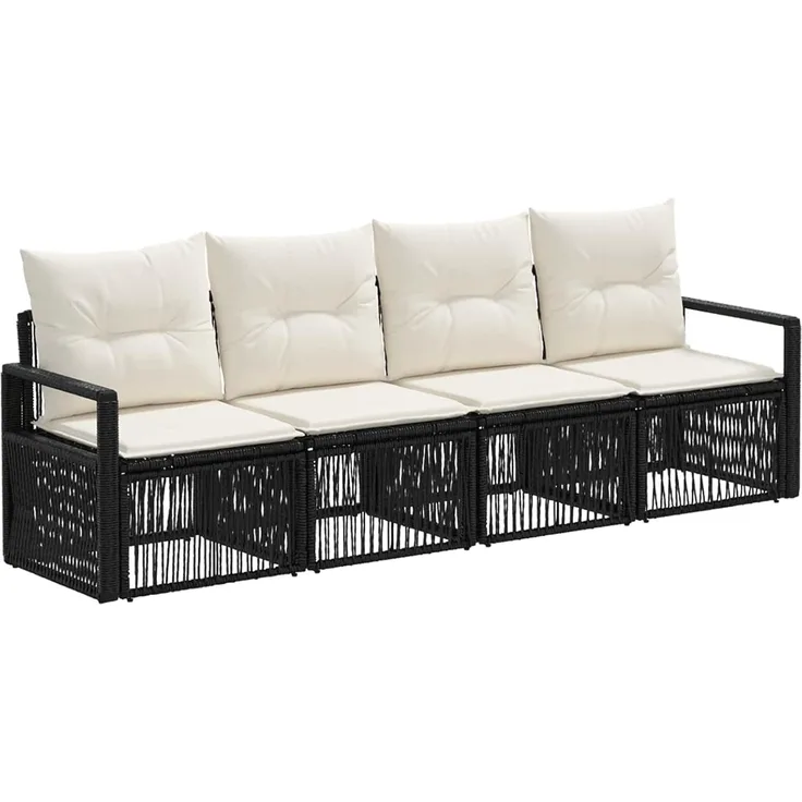 vidaXL Gartensofa-set 4 stk. 4-Sitzer Schwarz Poly-Rattan 3435634