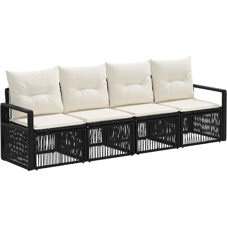 vidaXL Gartensofa-set 4 stk. 4-Sitzer Schwarz Poly-Rattan 3435634 – Bild 1