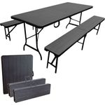 Bierzeltgarnitur Set mit 2x Bierbank und 1x Buffettisch, schwarz, klappbar