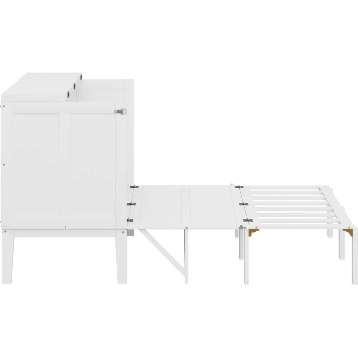 Novelux Schrankbett 140x200 cm vertikales Wandklappbett mit Lattenrost – Platzsparendes Jugendbett für kleine Räume, Holz & Metall, Weiß/Grau, bis 200kg – Bild 9