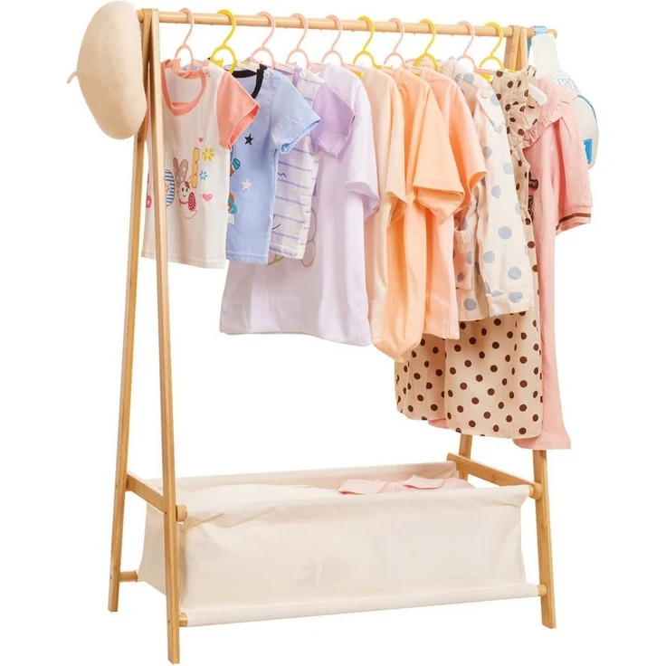 Yorbay Kleiderständer Kinder mit Aufbewahrungsbox, 86x36x106 cm, (Kleiderstange für Kinder), Klappbar – Bild 1