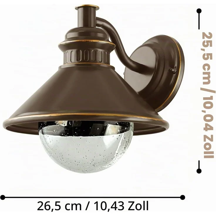 Eglo 96262 Outdoor Wandleuchte ALBACETE braun, kupfer klar L:26,5cm H:25,5cm T:28cm IP44 – Bild 4