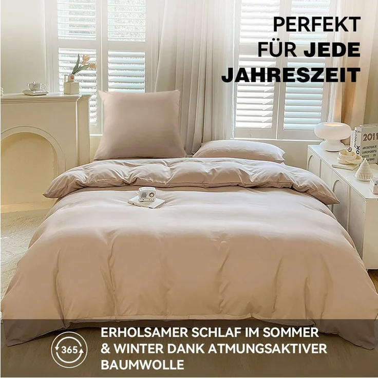 Elegear Bettwäsche Bettwäsche 135×200/155x220/200x200cm Mikrofaser Bettwäsche-Set, Mikrofaser aus Polyester, 2 teilig, Bettbezug+Kopfkissenbezug*1, atmungsaktiv, weich für alle Jahreszeiten – Bild 2