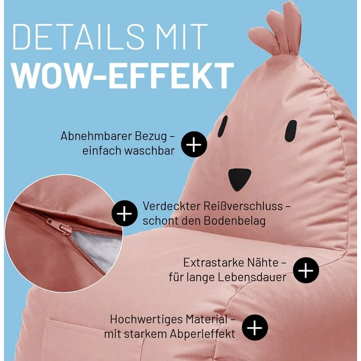 LUMALAND 'Animal Line Chicken' Kindersitzsack, indoor & outdoor, Polyester pink, 200 l – Bild 2