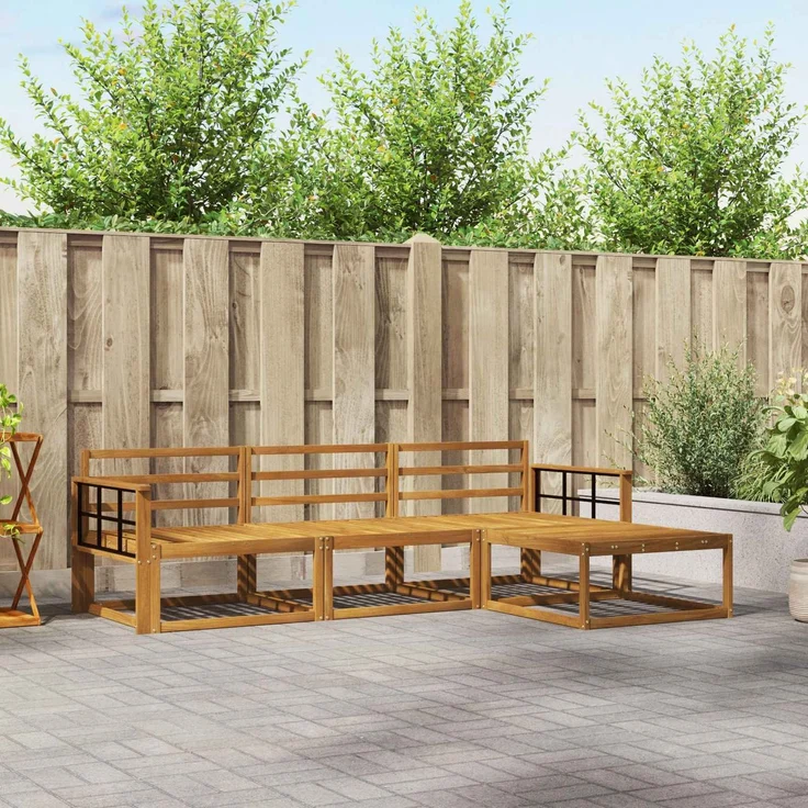 vidaXL Outdoor-Sofagarnitur 4 stk. 4-Sitzer Natur Massivholz Akazie 3367412 – Bild 1
