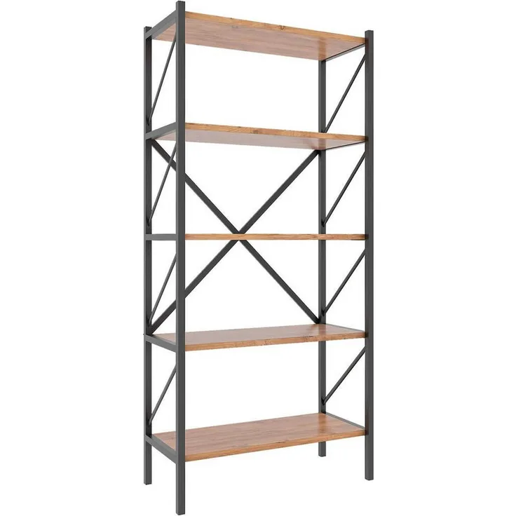 MID.YOU Regal, Honigeiche, stehend, 5 Fächer, 66x160x34 cm, Holzwerkstoff