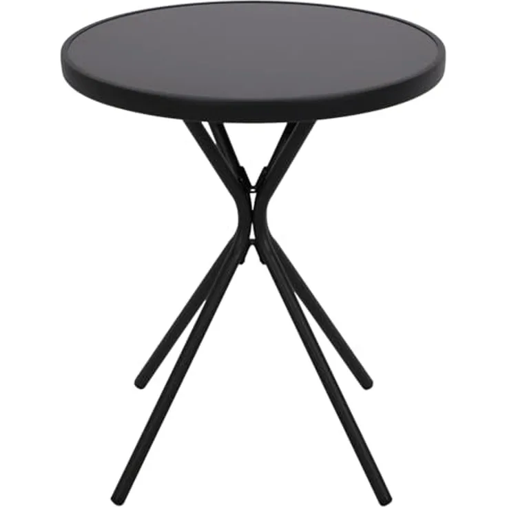 DEGAMO Gartentisch MILANO, 60cm rund, Metall anthrazit, Glasplatte schwarz