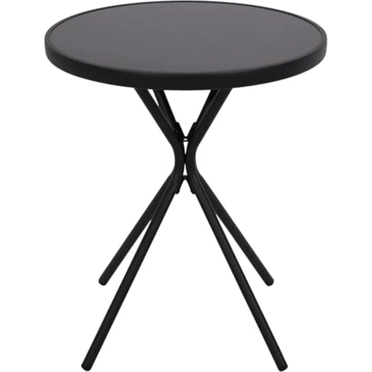 DEGAMO Gartentisch MILANO, 60cm rund, Metall anthrazit, Glasplatte schwarz – Bild 1