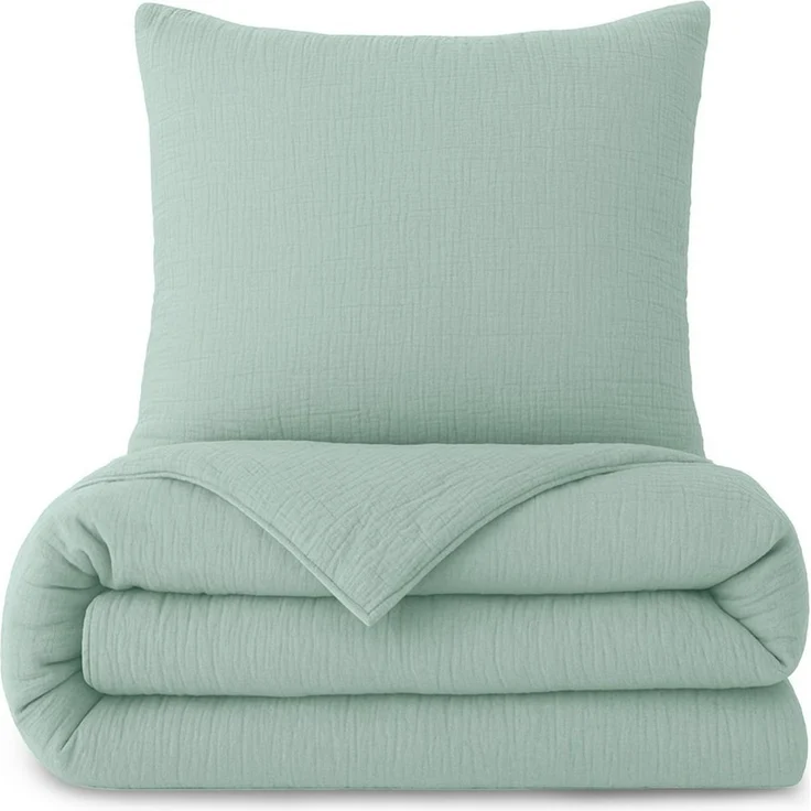 Laynenburg Bettwäsche Musselin aus 100% Baumwolle in 135x200 oder 155x220 cm, atmungsaktiv & bügelfrei – 2 lagig mit Reißverschluss & Haltebändern – Bild 1