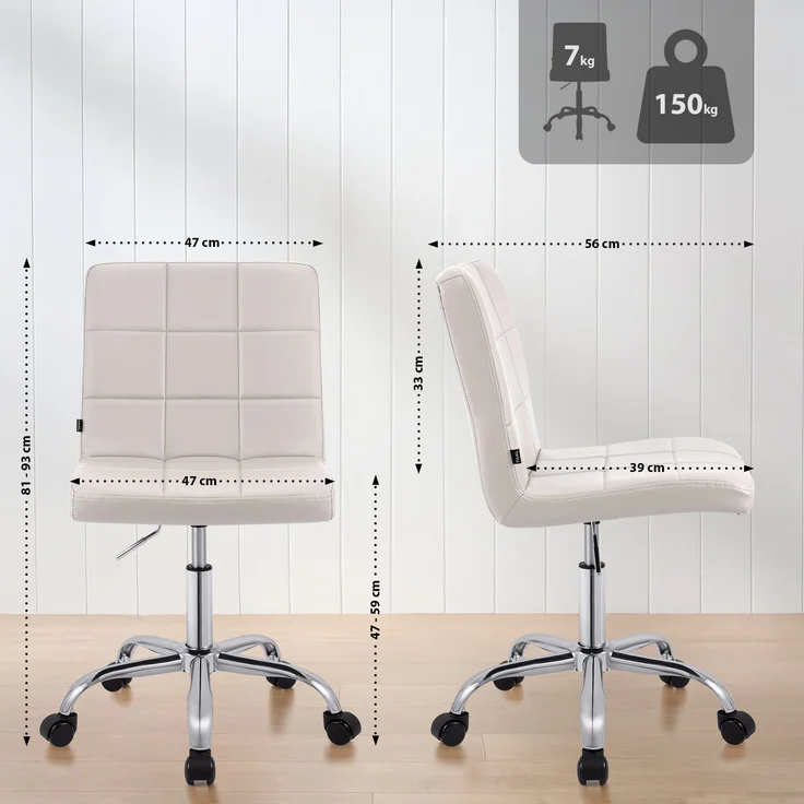 CLP Arbeitshocker Darfield höhenverstellbar und 360° drehbar bis 150 kg belastbar,weiß Kunstleder – Bild 2