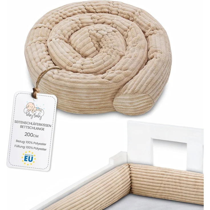 Totsy Baby Seitenschläferkissen Seitenschläferkissen Bettschlange 200 cm Baumwolle Kopfkissen Beige – Bild 1