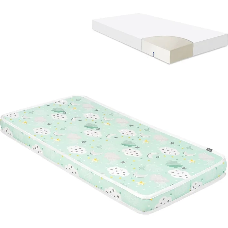 Kikkaboo Babybett Matratze Fantasia Cloud 120 x 60 x 9 cm, Baumwollbezug grün