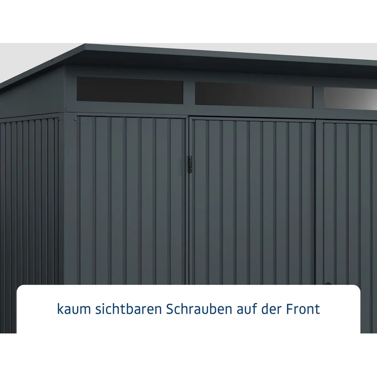 Hörmann Ecostar Metall-Gerätehaus Trend mit Pultdach Typ 3, 238x303 cm , anthrazitgrau, 7,2 m²,2-flüglige Tür – Bild 4