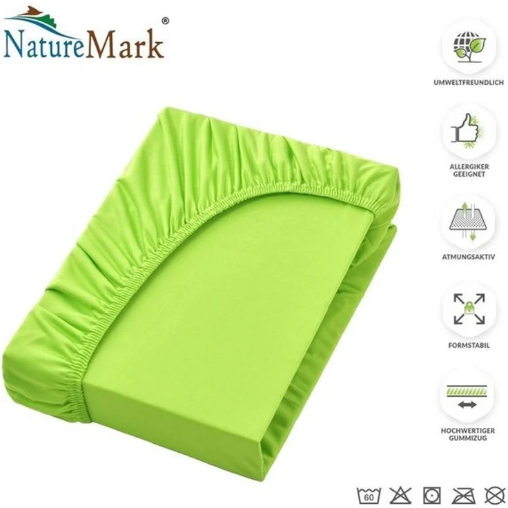NatureMark - Mikrofaser SPANNBETTLAKEN zum Sparpreis! viele Größen und Farben Markenware (120x200 cm, Apfel grün) – Bild 4