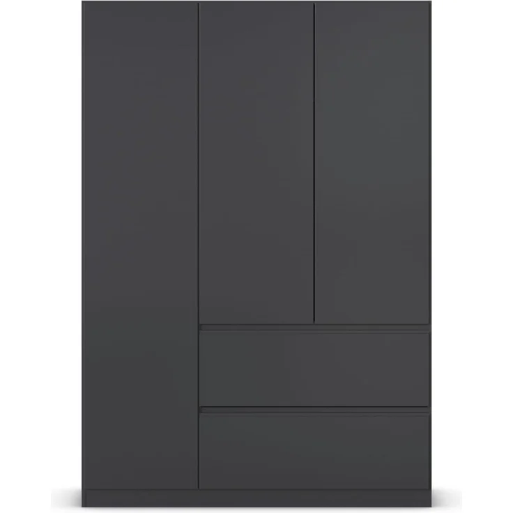 rauch Kleiderschrank, Drehtürenschrank COSTA, 3-türig, 2 Schubkästen, push-to-open, Grau metallic, 136 x 197 x 54 cm – Bild 6