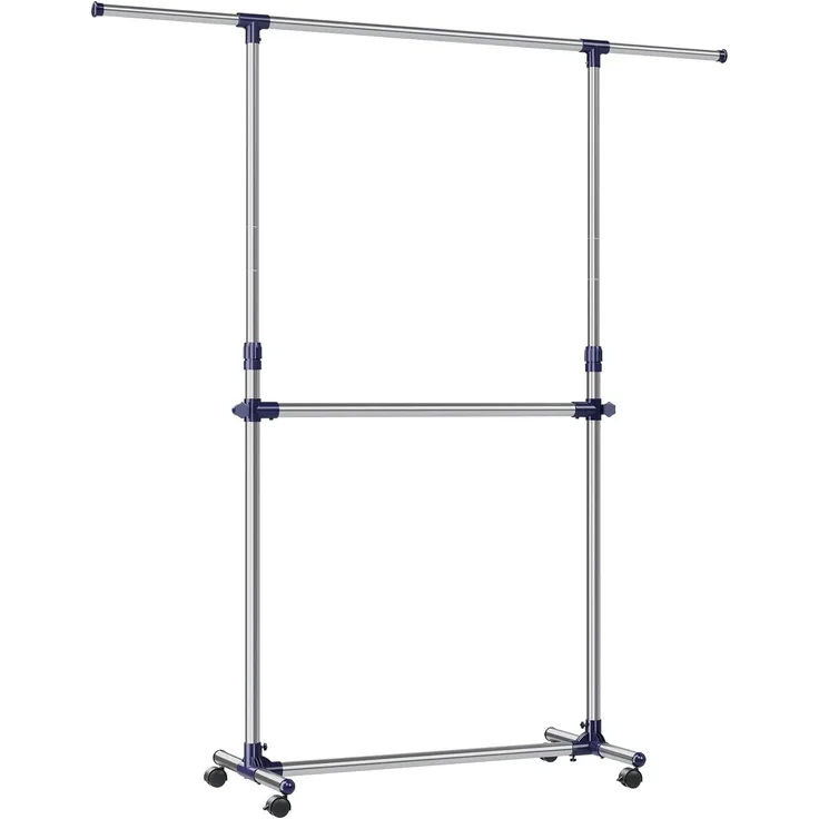 Songmics Kleiderständer, Garderobenständer, verstellbare Kleiderstange, mit Rollen, aus mit Edelstahl plattiertem Rohr, LLR41L