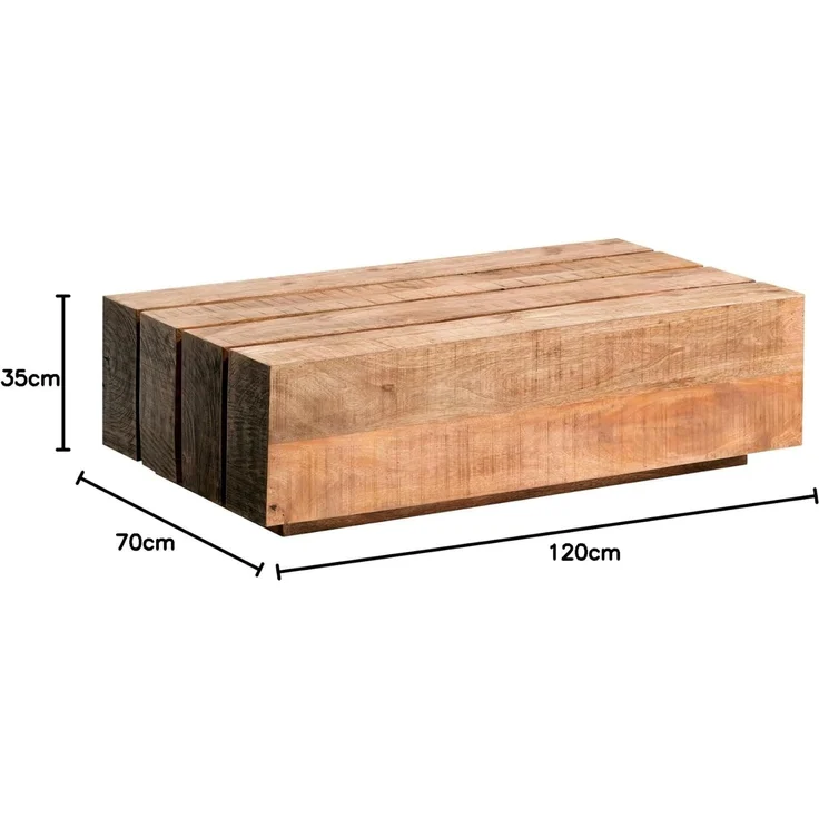 Exklusivität trifft Natur: Couchtisch Dakota 120x70 aus Mango - Das Highlight für Ihre Wohnlandschaft – Bild 3