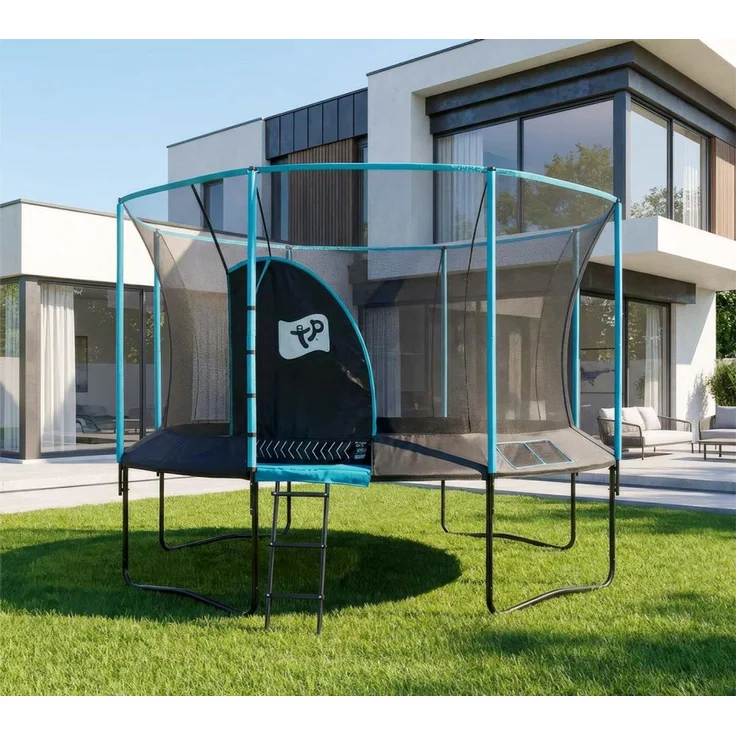 TP Toys Trampolin 'Genius 12' | inkl. Sicherheitsnetz | Schwarz/blau | 365 x 365 x 269 cm – Bild 3