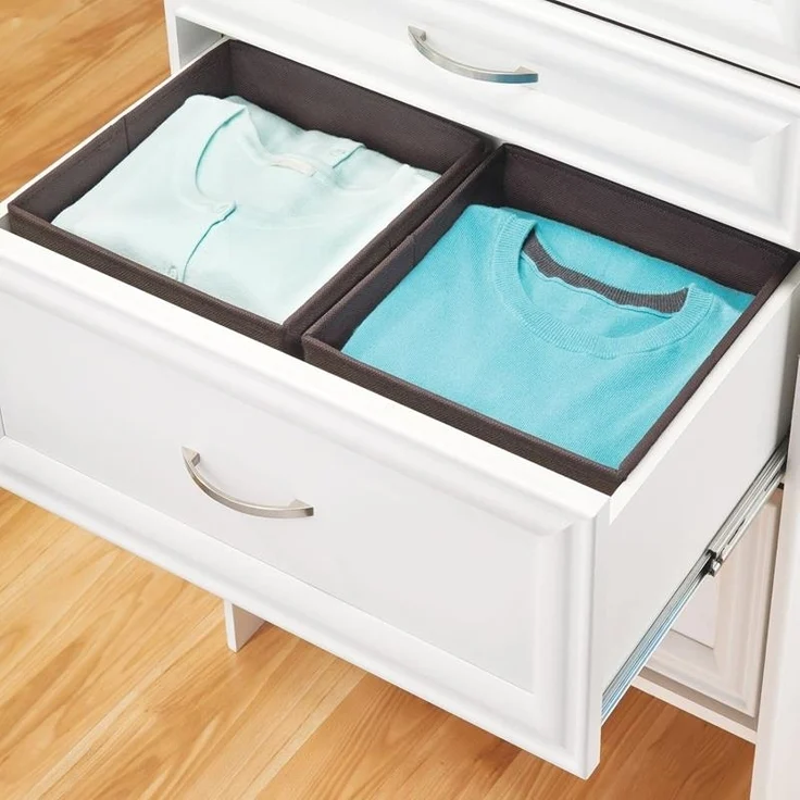 Aufbewahrungsbox Stoffbox 2er Set mit Griff mDesign aus Kunstfaser Braun Box – Bild 3