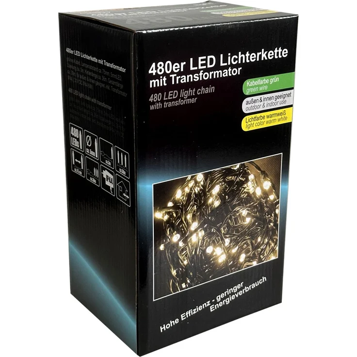 LED Lichterkette für Außen warmweiß Kabel grün 480 LED's – Bild 3