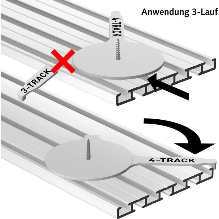Garduna Gardinenschiene Wendeschiene, 3-/4-läufig, weiß, gebohrt – Bild 3