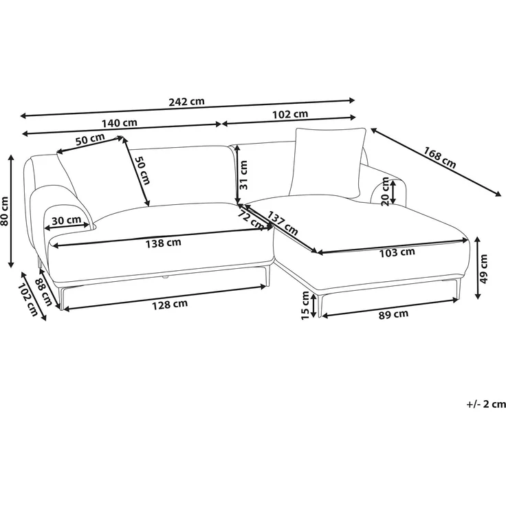 Ecksofa STENUM Cord Braun rechtsseitig – Bild 3