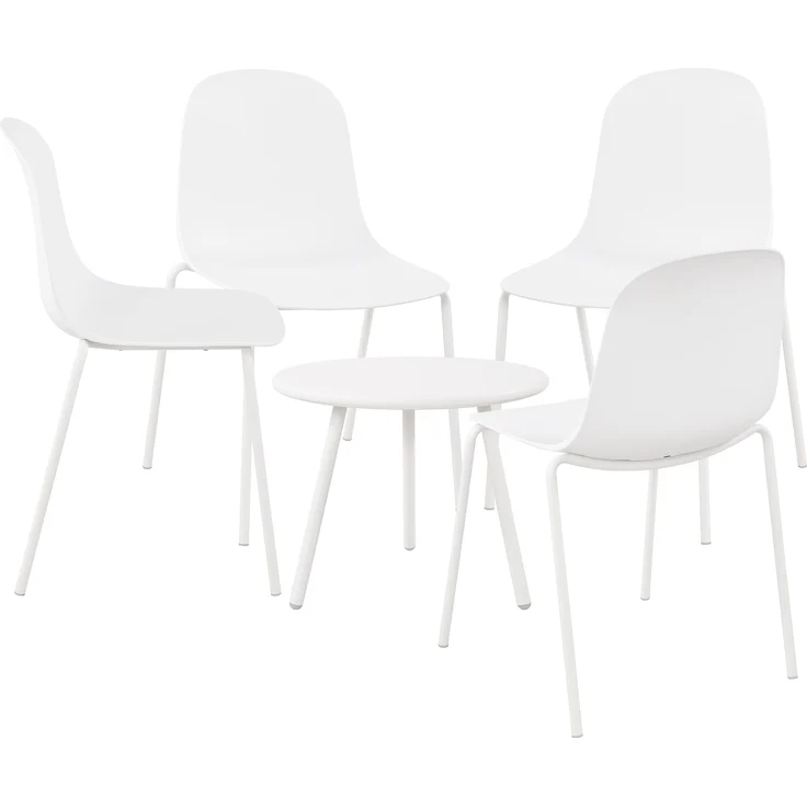 CLP 4er Sitzgruppe Berdin Set 1 Tisch 4 Stapelstühle wetterfest UV-beständig,weiß – Bild 1