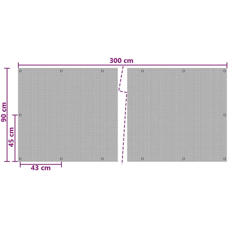 vidaXL Balkonsichtschutz mit Ösen 300 x 90 cm Poly-Rattan Anthrazit 42032632 – Bild 5