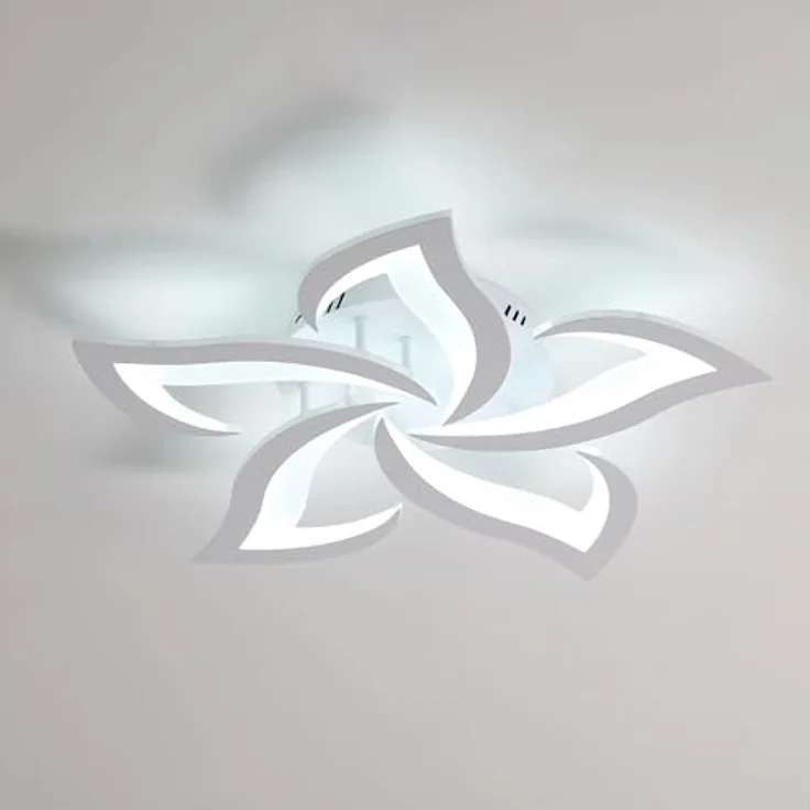 Comely Deckenlampe, LED Deckenleuchte 60W 6750lm, Kaltes Weiß 6500K Moderne Blütenblatt Design Deckenlampe für Wohnzimmer Küche Schlafzimmer Esszimmer, Dia 60cm – Bild 2