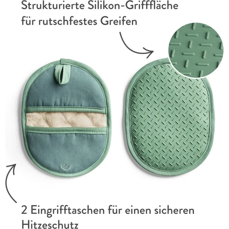 Springlane Topfhandschuhe SPRINGLANE Topflappen-Set 2-tlg. Mint, Silikon & Baumwolle, (2-tlg) – Bild 3