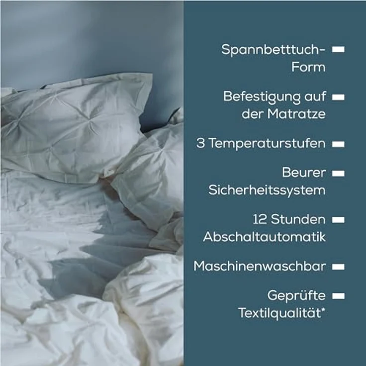 Beurer UB 74 Wärmeunterbett, elektrische Heizdecke mit Abschaltautomatik und Überhitzungsschutz, Wärmedecke in praktischer Spannbetttuch-Form mit 3 Temperaturstufen, waschbar, 200x100 cm – Bild 8