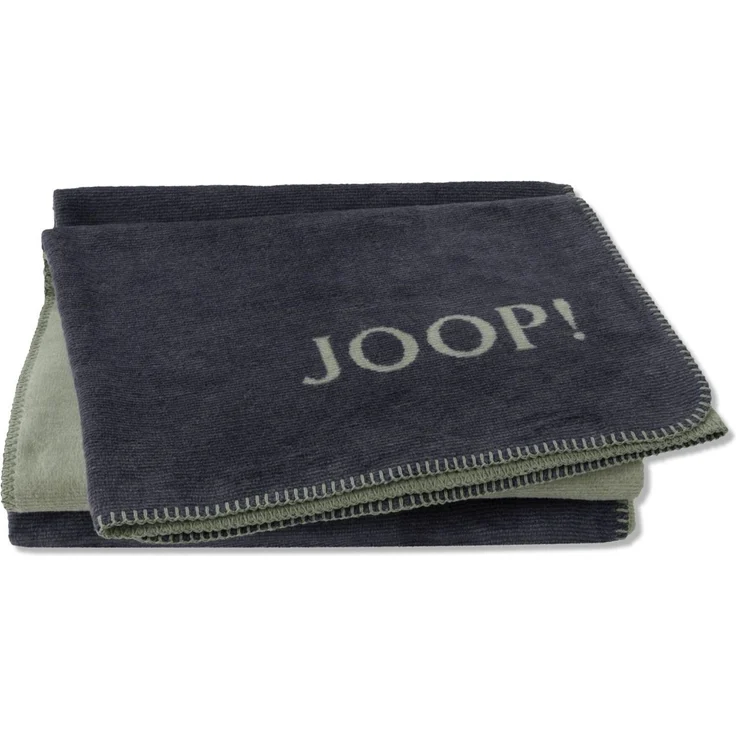 JOOP Wohndecke Melange Doubleface Größe 150x200 cm Navy Olive – Bild 1