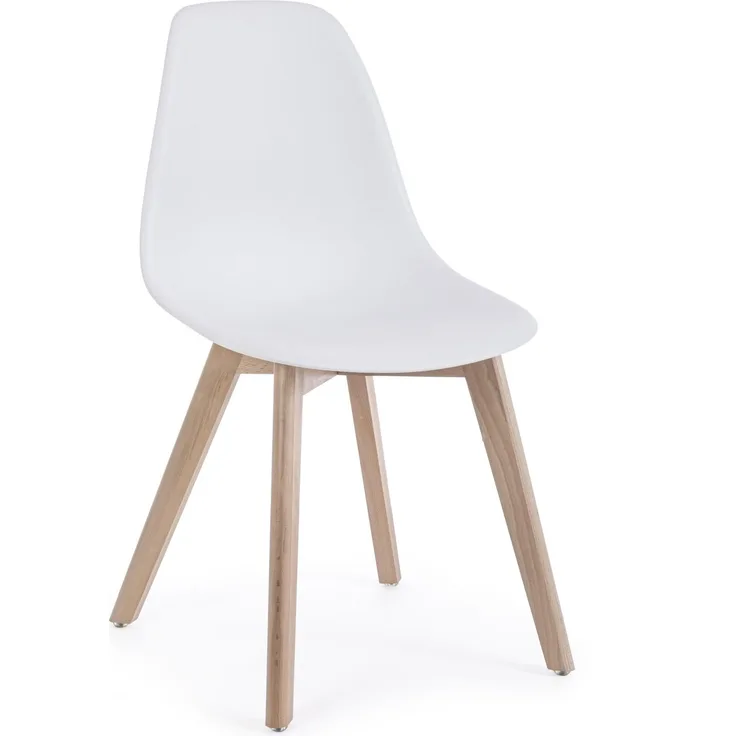 Stuhl System 4er-Set, Kunststoff und Buchenholz, modern, Weiß, zeitloses Design für dein Zuhause