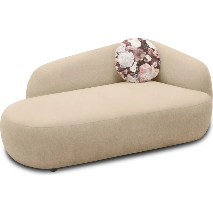 DOMO. collection Recamiere 700013, Liege mit Zierkissen, oval, Füße mit Filzgleitern, Chaiselongue, Sofa, Polstergarnitur, 183 x 105 x 75 (BxTxH), beige – Bild 3