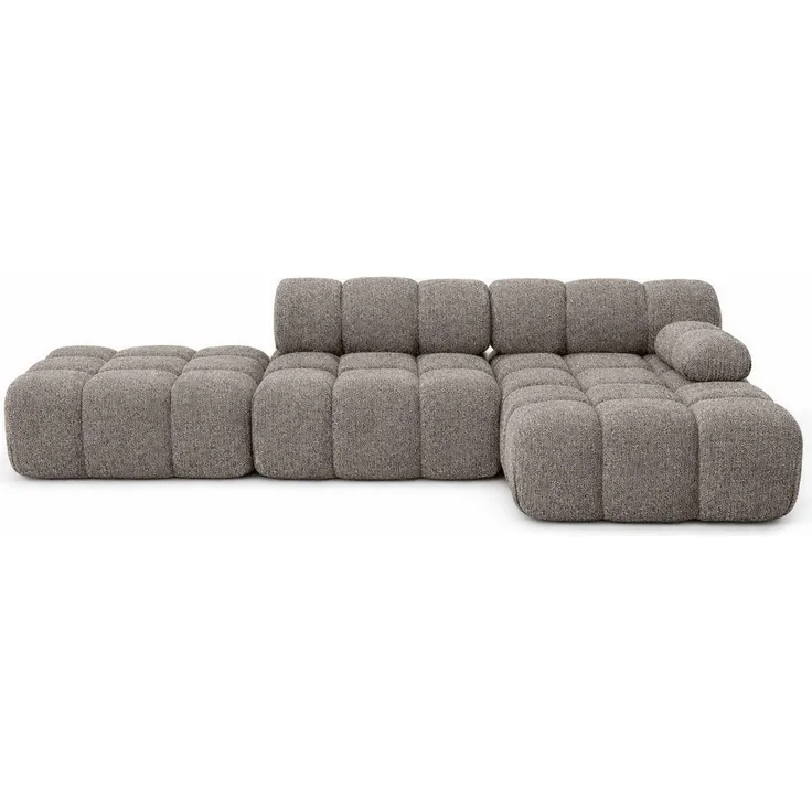 Kaiser Möbel Selia L Ecksofa modular mit Hocker, Bouclé-Stoff Abriamo, modernes Design, hohe Sitzkomfort, L-Form