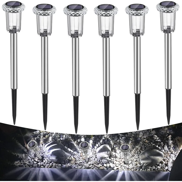 Solarleuchten für Außen, [6 Stück] Solarlampen Garten Außen Kaltes Weiß,IP65 Wasserdicht Kabellos LED Gartenleuchten für Garten,Balkon,Auffahrt,Weg, Bäume,Rasen, Sträucher