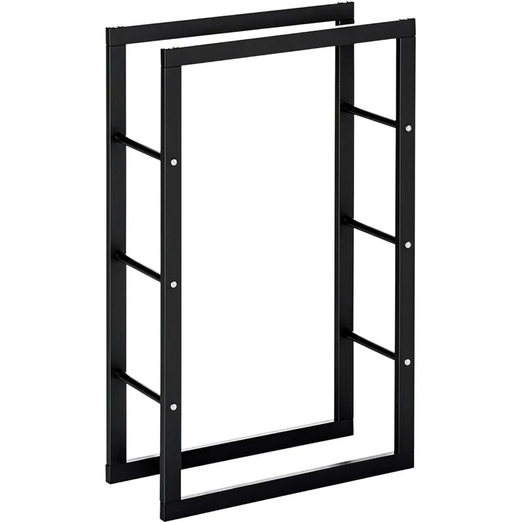 HOMCOM Kaminholzregal Kaminholzständer Kaminholzablage Kaminholzhalter 100kg, BxTxH:60x25x100 cm, (Stahl, 1-St, Schwarz)