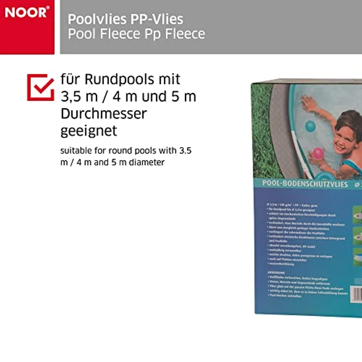 NOOR Pool-Bodenschutzfliese Poolvlies - Unterlage für rund Pools - Schutz vor Beschädigungen, verrottungsfest & UV-stabil - mehrjährig verwendbar - 140 g/m² – Bild 3