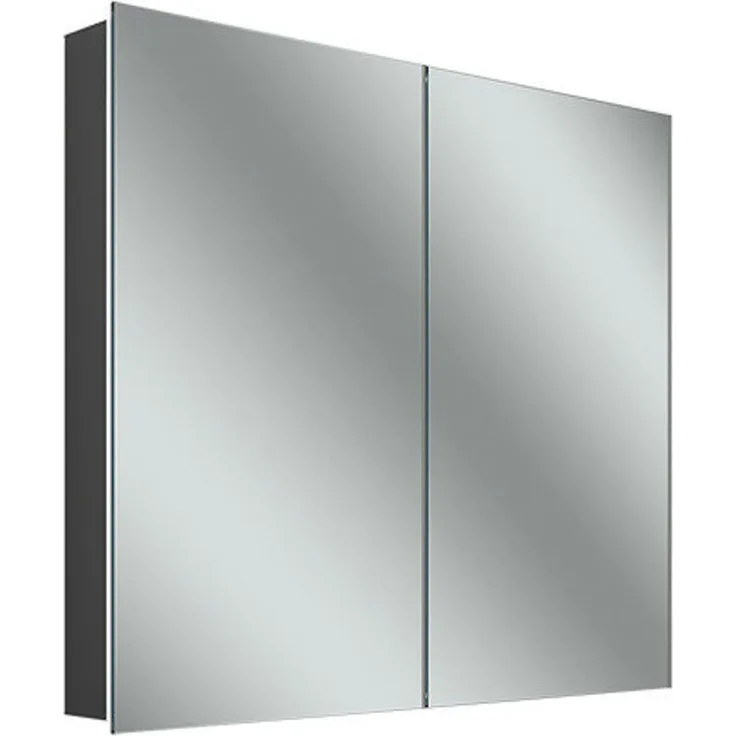 Schneider ADVANCED Line Comfort LED Lichtspiegelschrank, 2 Türen, 81,5 x 71,5 x 12 cm, 194.080, Ausführung: EU-Norm/Korpus schwarz matt - 194.080.02.41