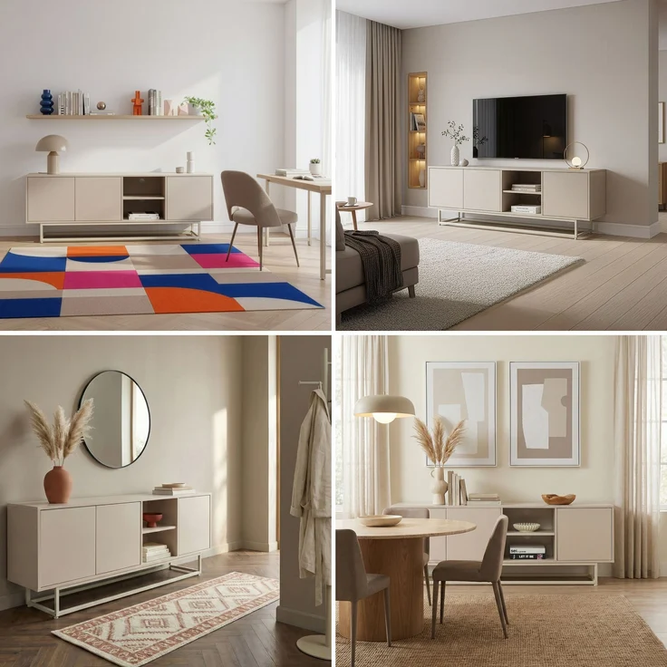 Lowboard Boxholm 160x30x57 cm Sandfarben [en. casa] – Bild 3