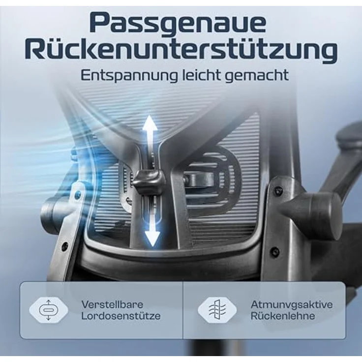 Clouvou Drehstuhl SmartSeat, Ergonomischer 1-Sitzer, Schwarz, Textil, 70x142x70 cm, Ideal für Homeoffice und Büro – Bild 4