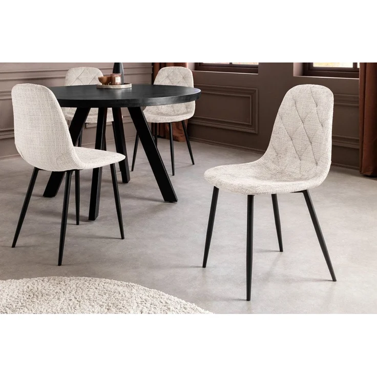 riess-ambiente Esszimmerstuhl GLAMM beige/schwarz - Chenille Cremona, Metallbeine, Rauten-Steppung (Einzelartikel, 1 St), Stilvoller Esszimmerstuhl - ideal für Küche, Büro und Wohnzimmer – Bild 2