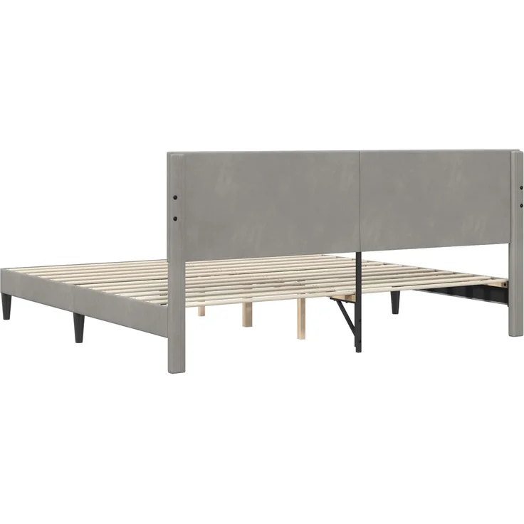 vidaXL Bettrahmen mit Kopfteil Hellgrau 200 x 200 cm Samt 42027685 – Bild 6