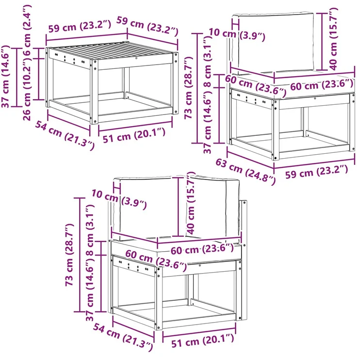 vidaXL Outdoor-Sofagarnitur mit Kissen 5 pcs Natur und Anthrazit 3366375 – Bild 11