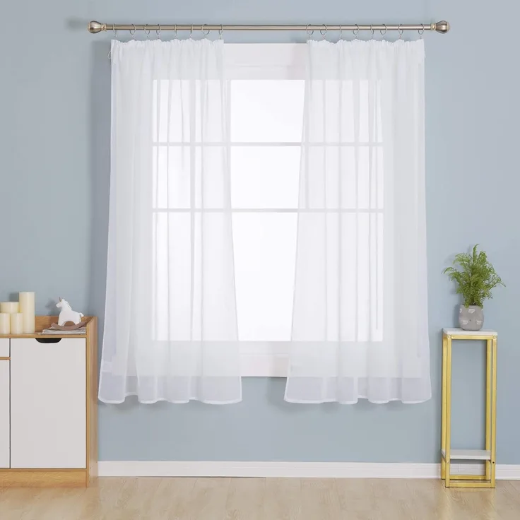 Deconovo Vorhang Gardinen Kräuselband Wohnzimmer Transparent Vorhänge für 2er Set, Store